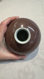 A fine Chinese peachbloom-glazed waterpot or taibaizun, Kangxi mark and of the period