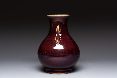 A Chinese flamb&eacute;-glazed 'hu' vase, Qianlong mark, 20th C.