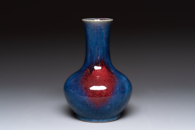 A Chinese flamb&eacute;-glazed bottle vase, 19th C.