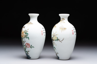 Two Chinese famille rose vases and a wall pocket vase, 19/20th C.