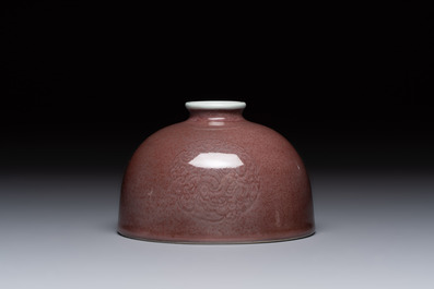 A fine Chinese peachbloom-glazed waterpot or taibaizun, Kangxi mark and of the period