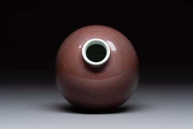 A fine Chinese peachbloom-glazed waterpot or taibaizun, Kangxi mark and of the period