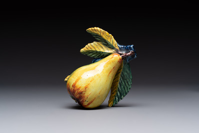 A collection of six polychrome Dutch Delft hanging fruits, 18th C.