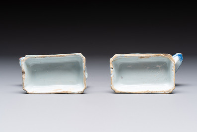 A pair of polychrome Dutch Delft cows, 18th C.
