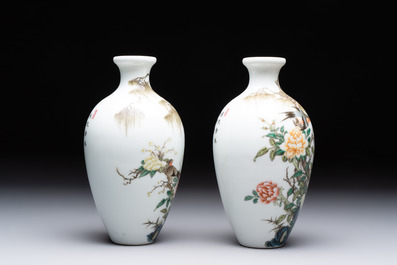 Two Chinese famille rose vases and a wall pocket vase, 19/20th C.