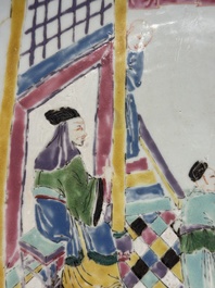 A Chinese famille rose dish with figural design, Yongzheng