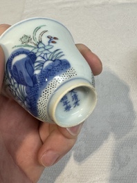 A pair of Chinese doucai 'narcissus' wine cups, Guangxu mark and of the period