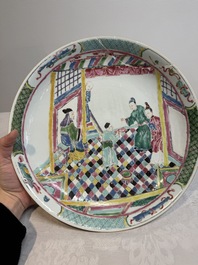A Chinese famille rose dish with figural design, Yongzheng