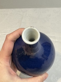 A small Chinese powder-blue bottle vase, 18th C.
