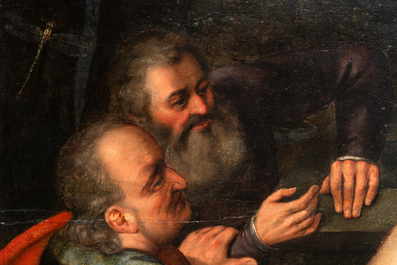 Workshop of Frans Floris (1519/20-1570): 'Suzanna and the elders', oil on panel, 16th C.