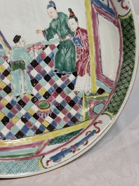 A Chinese famille rose dish with figural design, Yongzheng