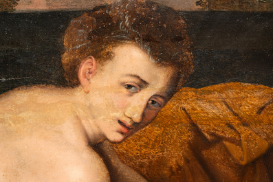 Workshop of Frans Floris (1519/20-1570): 'Suzanna and the elders', oil on panel, 16th C.