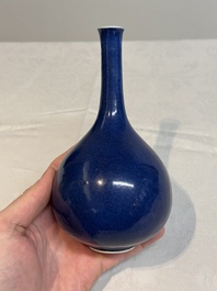 A small Chinese powder-blue bottle vase, 18th C.