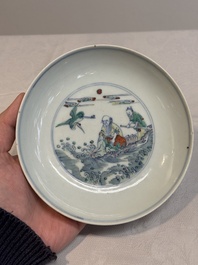 A Chinese doucai 'shoulao' plate, Chenghua mark, Yongzheng