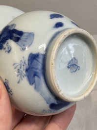 A Chinese blue and white spittoon with figural design, Kangxi