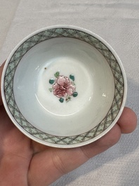 An extremely rare Chinese famille rose semi-eggshell 'rooster' cup, Baiyun Shanren 白雲山人 seal mark, Yongzheng