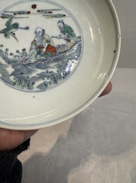 A Chinese doucai 'shoulao' plate, Chenghua mark, Yongzheng