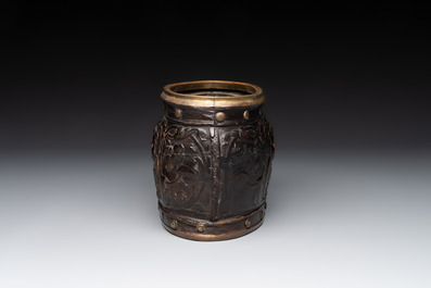 A Dutch gilt-brass mounted pressed baleen casket, Herman Doomer, 17th C.
