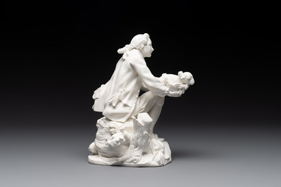 A S&egrave;vres biscuit porcelain figure 'Le Porteur de Mouton' by Fernex, after Boucher, 18th C.