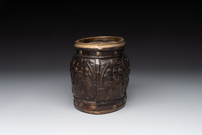 A Dutch gilt-brass mounted pressed baleen casket, Herman Doomer, 17th C.