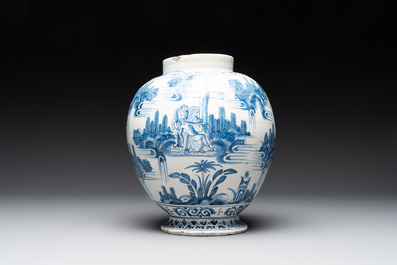 A very early Dutch Delftware jar depicting the life of Christ, 2nd quarter 17th C.