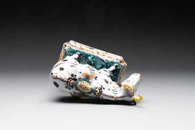 A pair of polychrome Dutch Delft milking groups, 18th C.