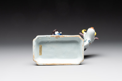A pair of polychrome Dutch Delft milking groups, 18th C.