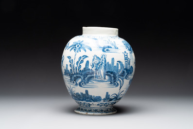 A very early Dutch Delftware jar depicting the life of Christ, 2nd quarter 17th C.