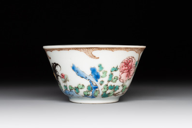 An extremely rare Chinese famille rose semi-eggshell 'rooster' cup, Baiyun Shanren 白雲山人 seal mark, Yongzheng