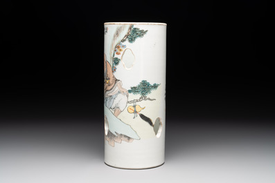 A Chinese qianjiang cai 'immortal and poem' hat stand, 19/20th C.
