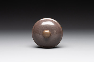 Three Chinese Thai market polished Yixing stoneware teapots with brass mounts, 19th C.