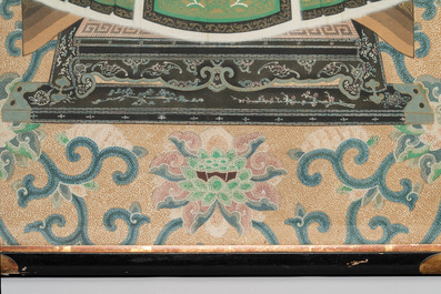 Chinese school: 'An official's wife of the 4th rank', ink and colour on paper, 19th C.