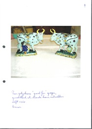 A pair of polychrome Dutch Delft milking groups, 18th C.