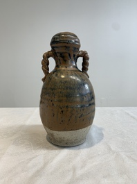 A Chinese brown-glazed vase and a black-glazed jar, Song/Ming