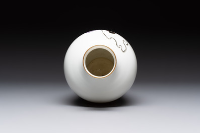 A Chinese famille rose 'Magu' eggshell vase, Hongxian mark, 20th C.