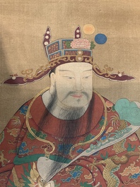 Chinese school: 'Luxing 禄星', ink and colour on silk, Qing or later