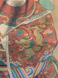 Chinese school: 'Luxing 禄星', ink and colour on silk, Qing or later