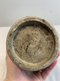 A Chinese brown-glazed vase and a black-glazed jar, Song/Ming