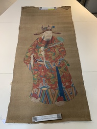 Chinese school: 'Luxing 禄星', ink and colour on silk, Qing or later