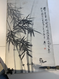 In the manner of Qi Gong 啟功 (1912-2005) and Lu Bi 律碧 'Calligraphy' and 'Bamboo', ink on paper