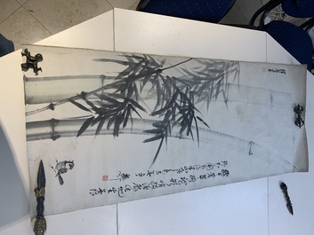 In the manner of Qi Gong 啟功 (1912-2005) and Lu Bi 律碧 'Calligraphy' and 'Bamboo', ink on paper