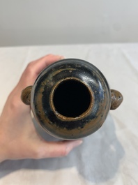 A Chinese brown-glazed vase and a black-glazed jar, Song/Ming