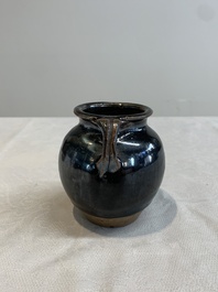 A Chinese brown-glazed vase and a black-glazed jar, Song/Ming