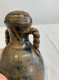 A Chinese brown-glazed vase and a black-glazed jar, Song/Ming