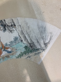 Feng Chaoran 馮超然 (1882-1954) and Wang Xuetao 王雪濤 (1903-1982): 'Two fans', ink and colour on paper