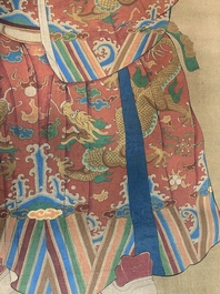 Chinese school: 'Luxing 禄星', ink and colour on silk, Qing or later