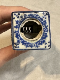 A Chinese blue- and green-enamelled reticulated incense stick holder, 19th C.