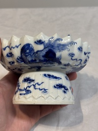 A Chinese Thai market 'Buddhist lions' vessel and an offering tazza, 19th C.