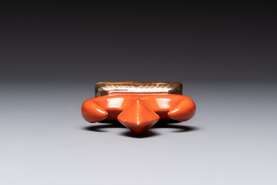 Six Chinese porcelain and glass brush rests, 19/20th C.