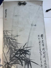In the manner of Qi Gong 啟功 (1912-2005) and Lu Bi 律碧 'Calligraphy' and 'Bamboo', ink on paper
